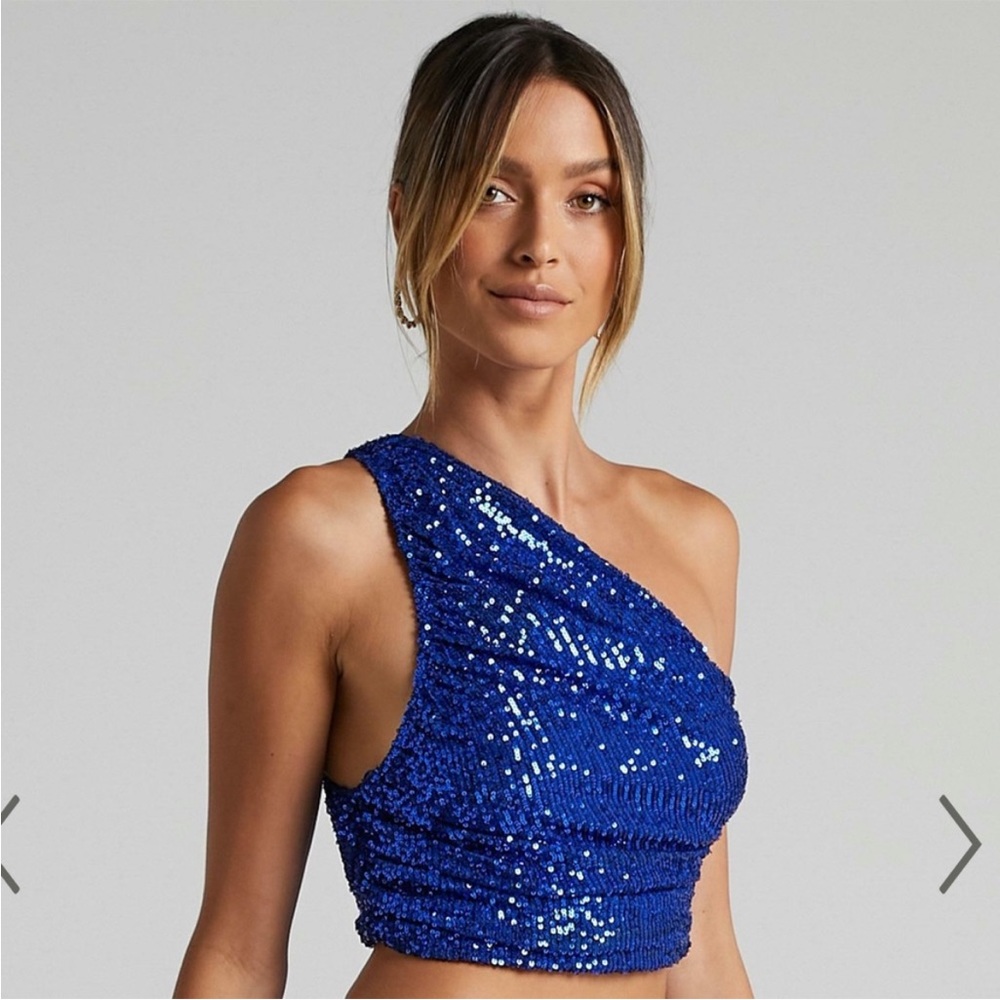 Sequin asymmetrical top